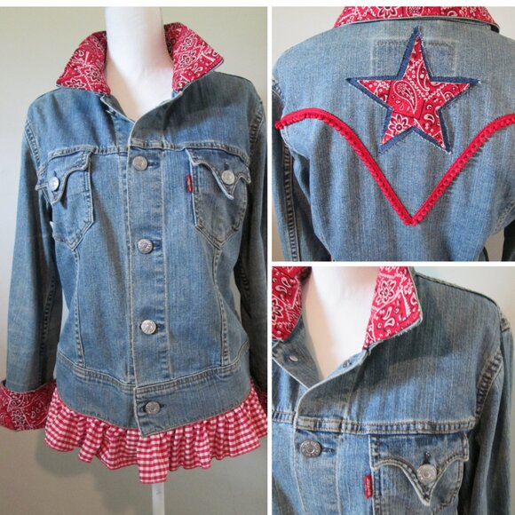 Levi's Jackets & Blazers - Upcycled Vintage Levi Iconic Type 1 Jean Jacket, American Theme, Reworked Denim